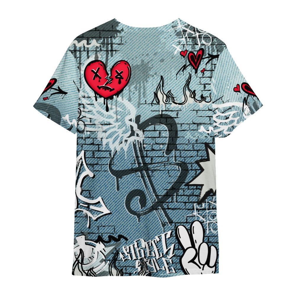 Shirt To Match Denim Worn Blue 2025 4s - Been Dif2erent Drip Graffiti All Over Print