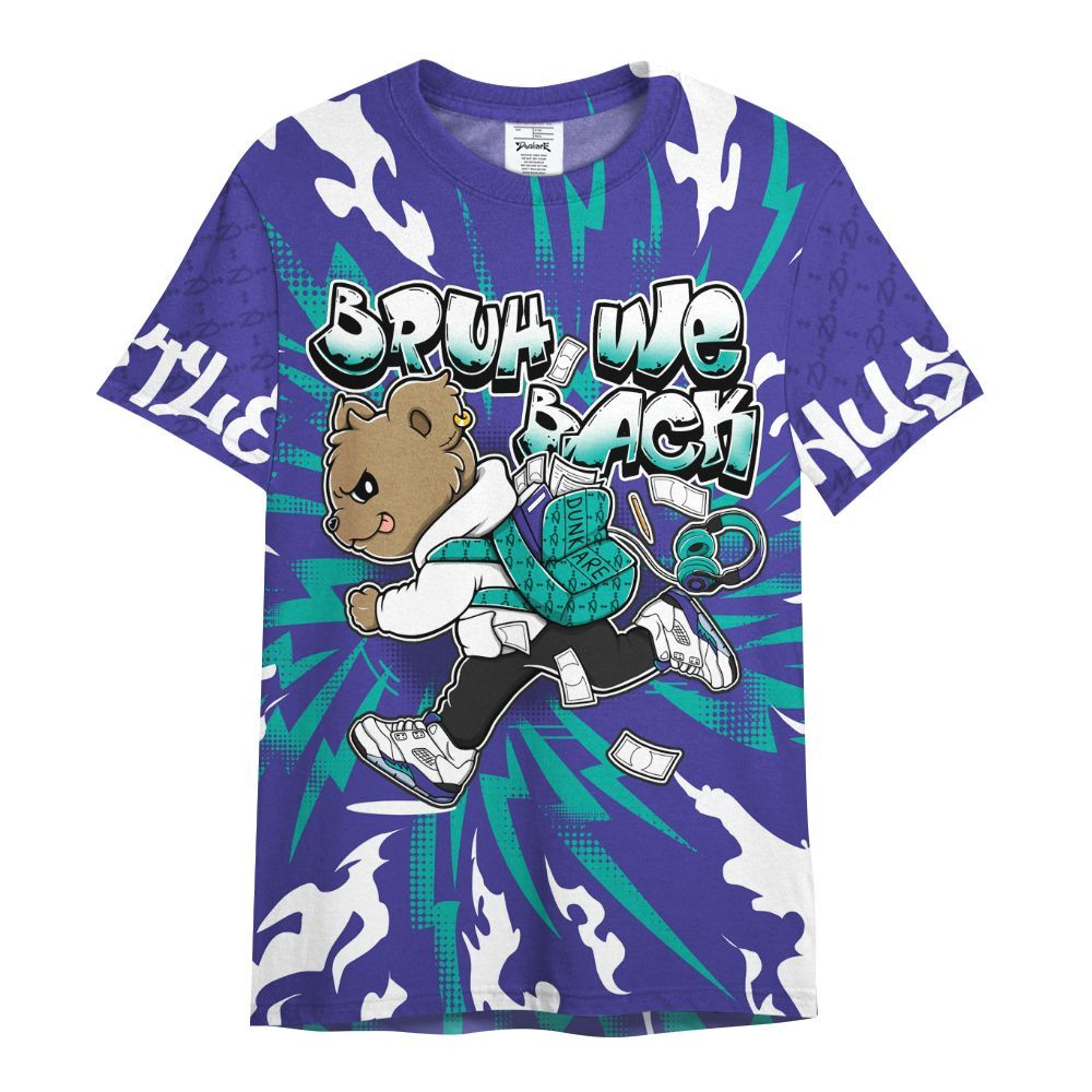 Shirt To Match Retro Grape 5s - Bruh We Back Bear All Over Print