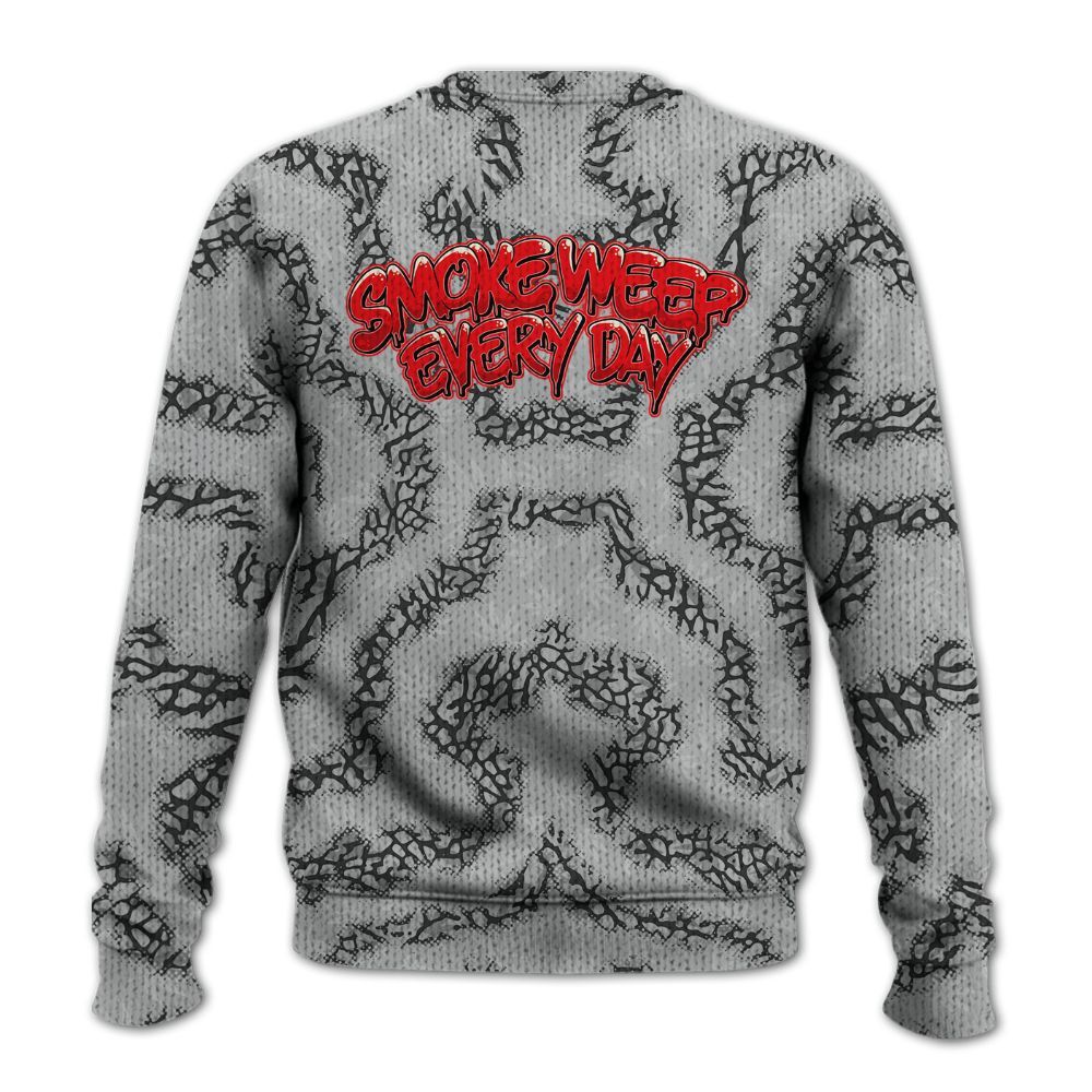 Knitted Sweater To Match Cement Grey 3s - Smoking Every Day Graphic Weeding Art