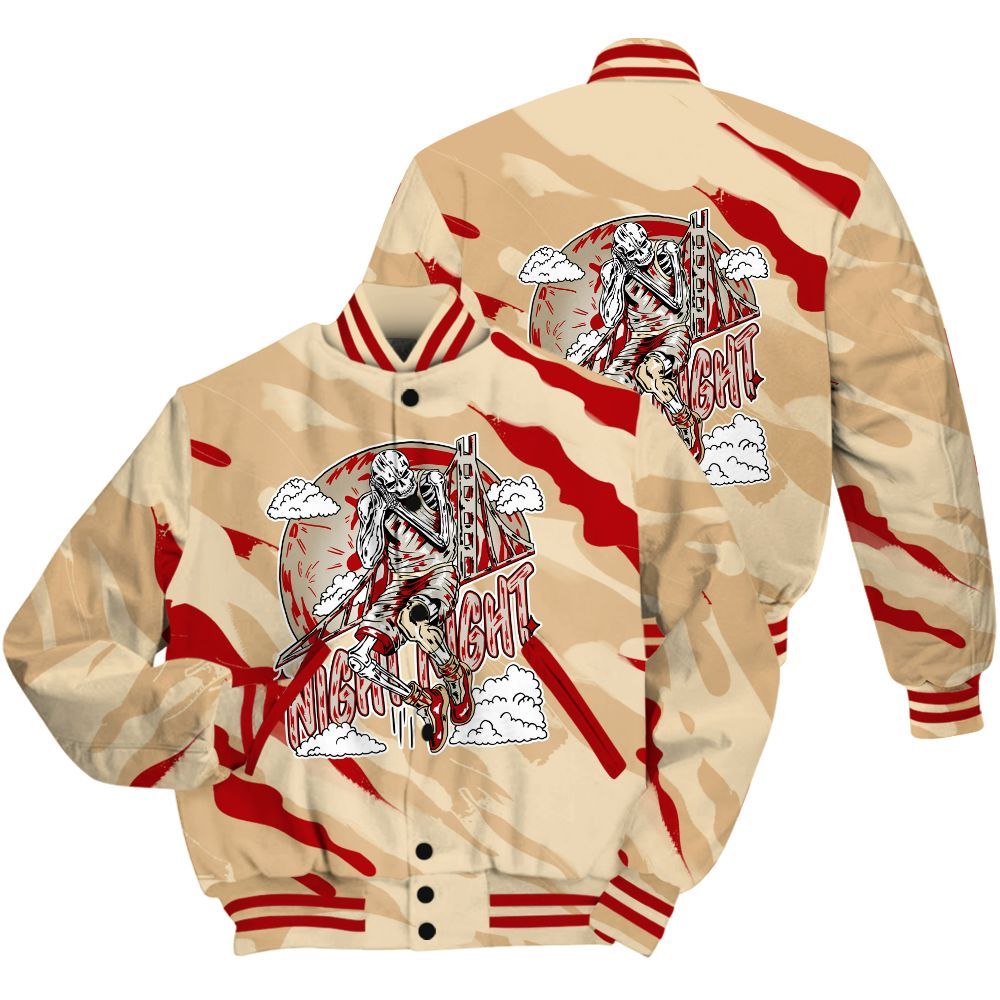 Varsity Jacket To Match Dunk Low Strawberry Waffle Shirt - Seeya Skeleton Colored All Over Print