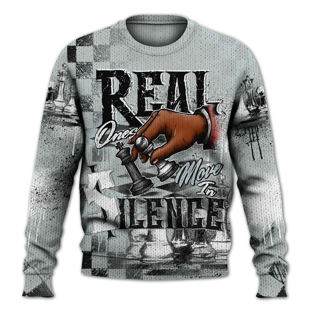 Sweater To Match Black Wolf Grey 12s - Chess Move In Silence Graphic