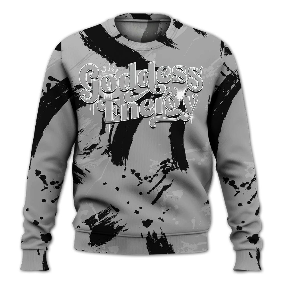 Sweatshirt To Match Black Wolf Grey 12s - Goddess Energy Retro All Over Print
