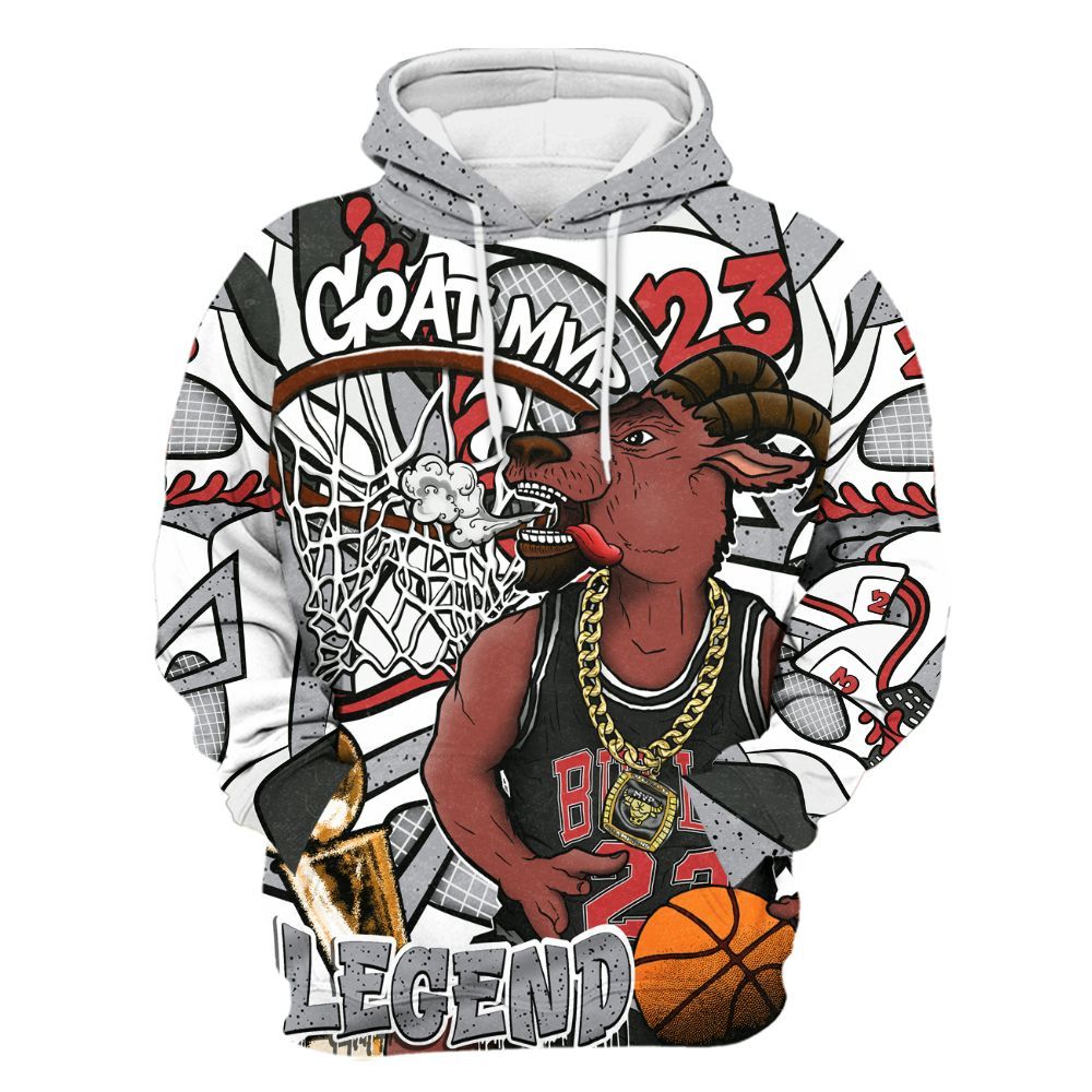 Hoodie To Match White Cement 4s - 23 Goat JD All Over Print