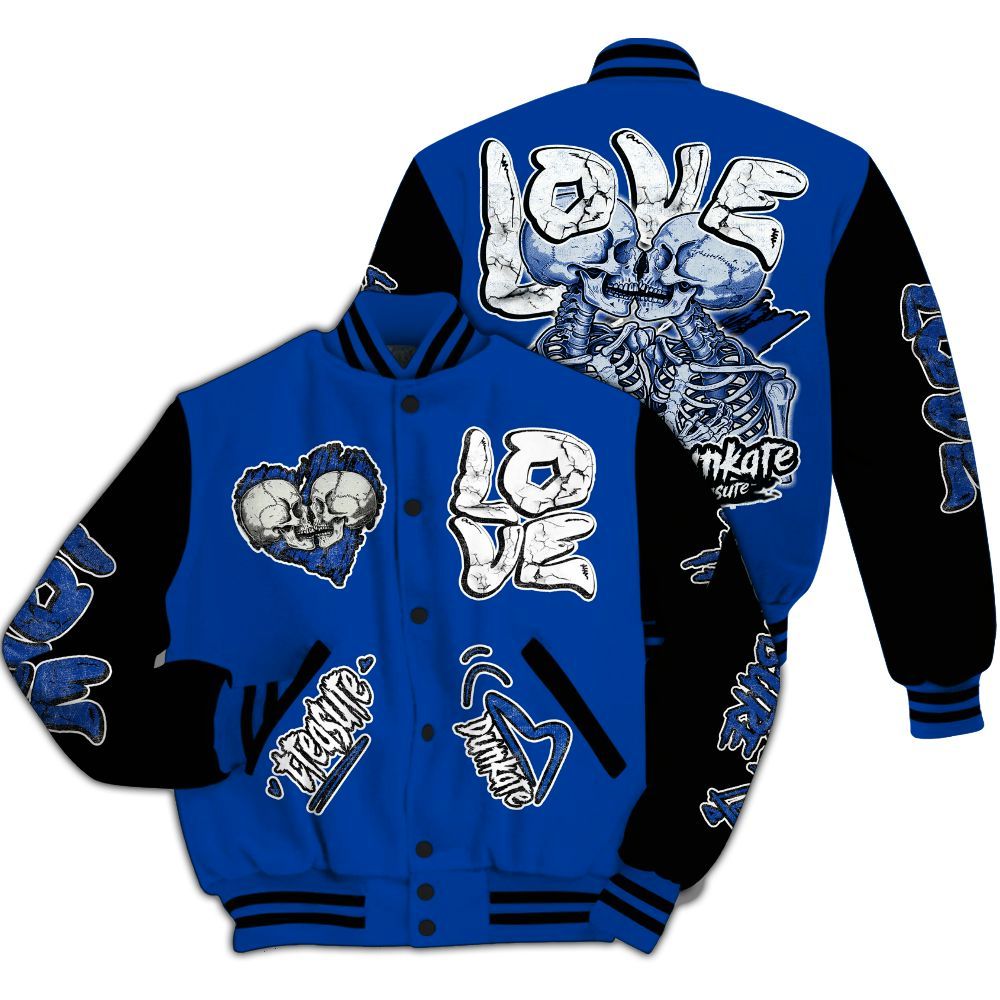 Varsity Jacket To Match Hyper Royal 12s - Skull Bear All Over Print
