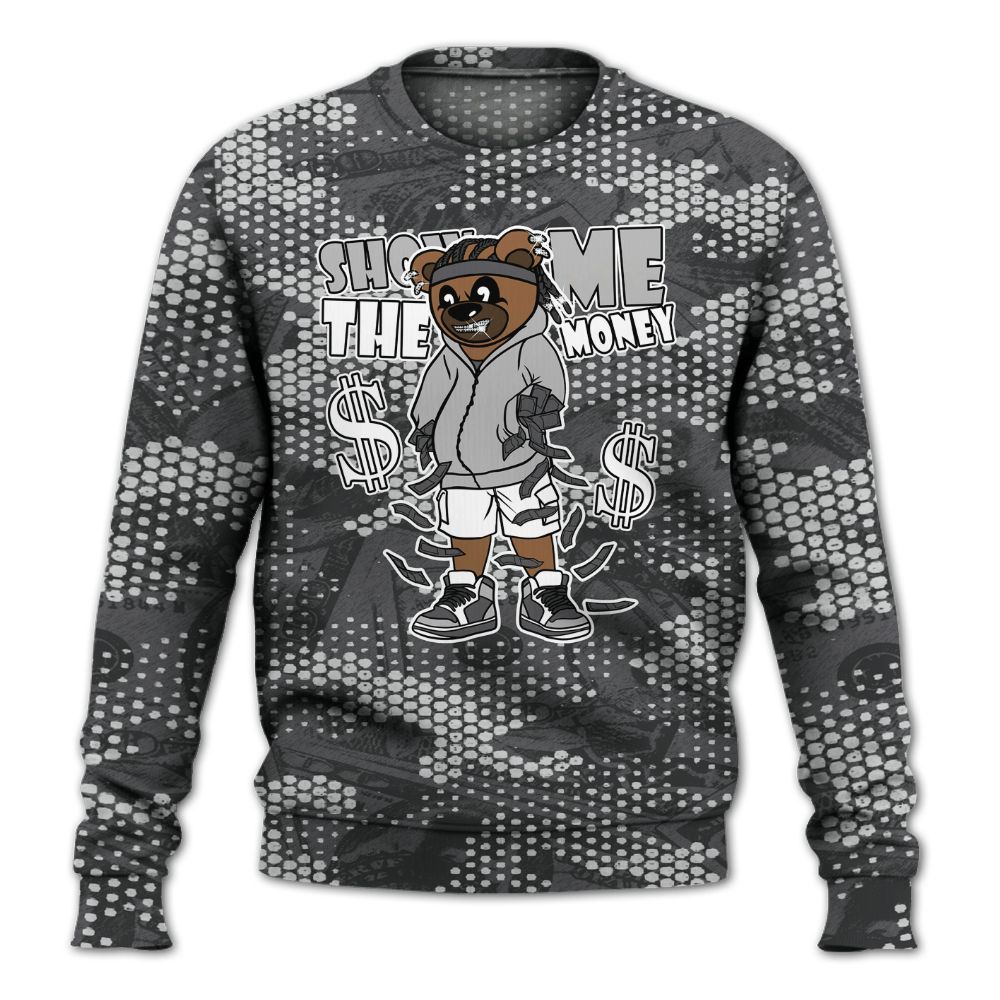 Sweatshirt To Match White Thunder 4s - Show Me Bear Banknotes Art All Over Print