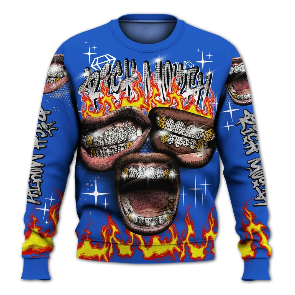 Sweatshirt To Match Retro Stealth 5s - Rich Mouth Fire Rap Retro 90s All Over Print