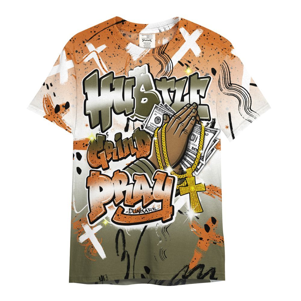 Shirt To Match Olive 5s - Money Hustle Grind Pray All Over Print