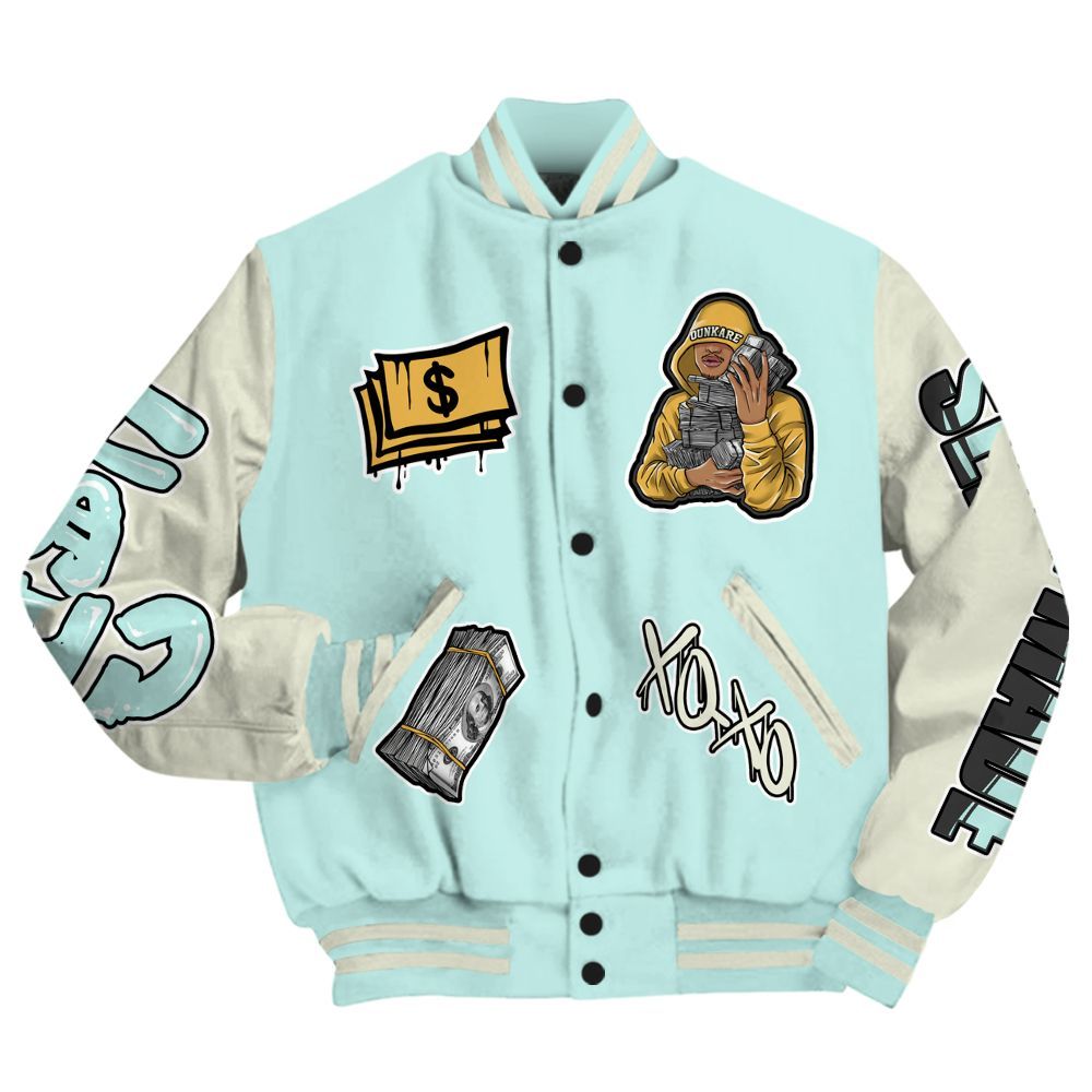 Varsity Jacket To Match Pure Platinum 4s - Selfmade Unique All Over Print