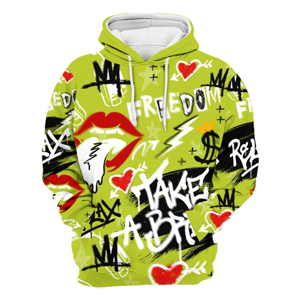 Hoodie To Match Bright Cactus 13s - Take Break Freedom Graffiti Streetwear All Over Print