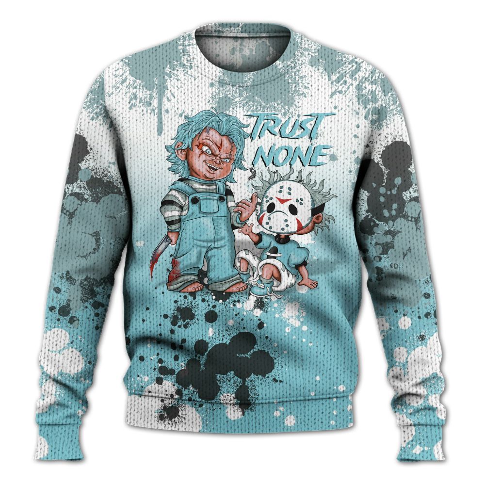 Knitted Sweater To Match Low Legend Blue 11s - Trust No One Scary