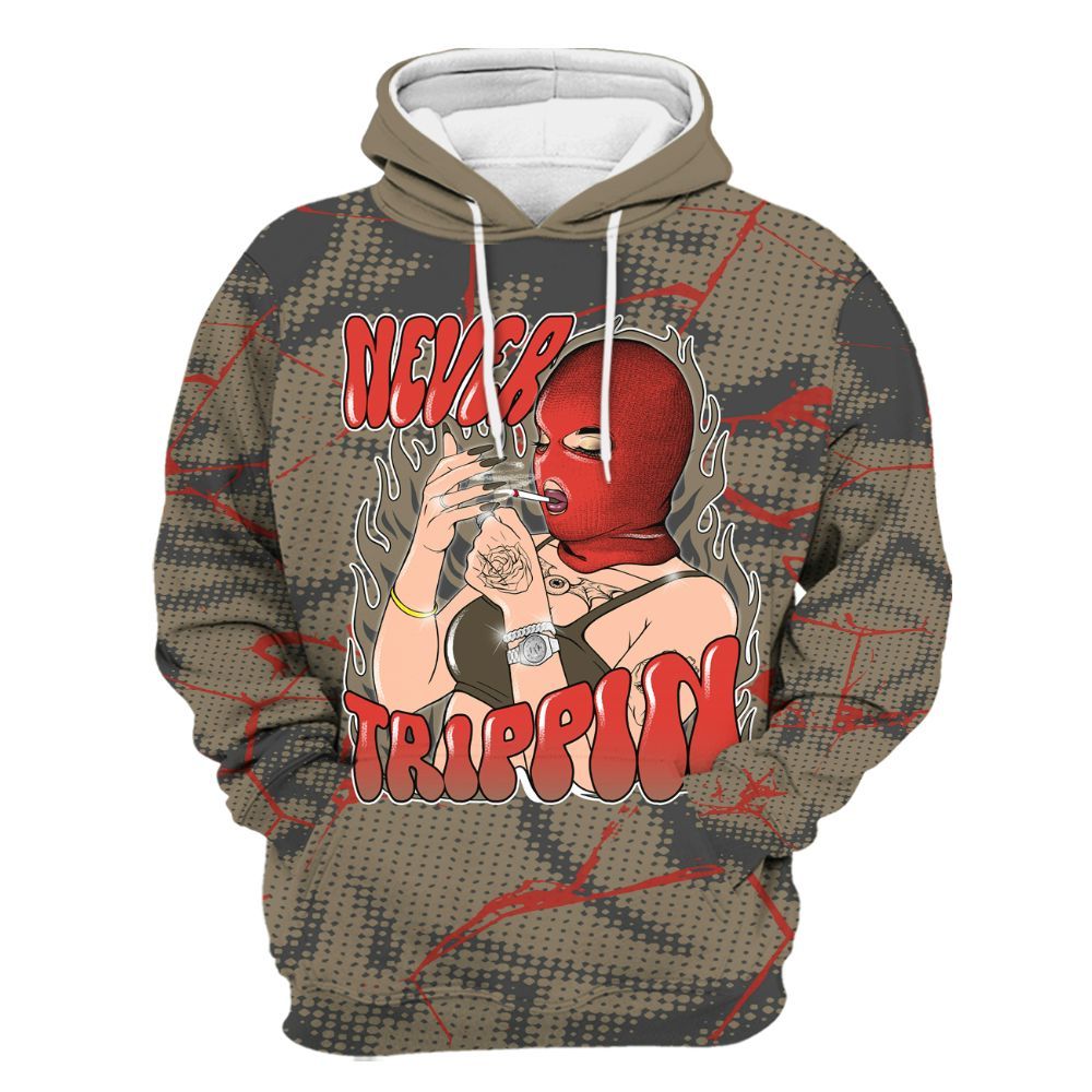 Hoodie To Match Olive 9s - Ne'er Trippin' Unique Crack All Over Print