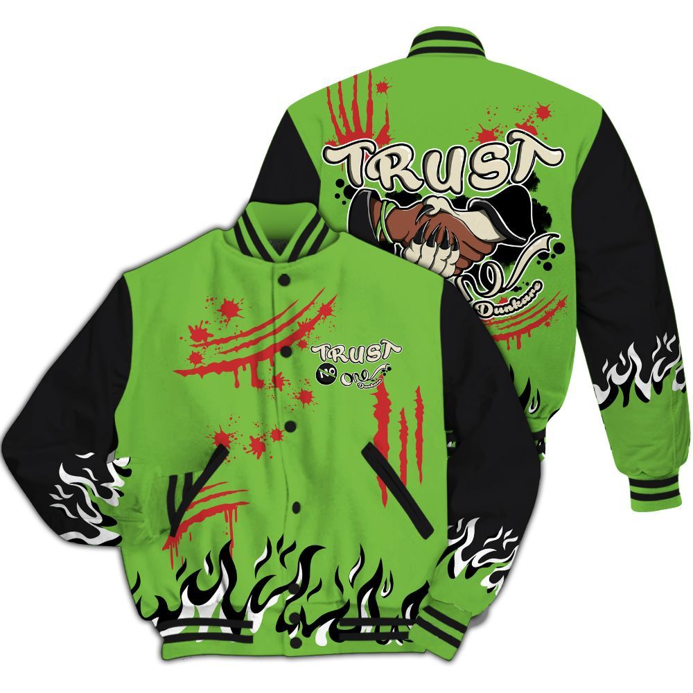 Varsity Jacket To Match Air Max Waffle SP Action Green - Graphic Trust No One All Over Print