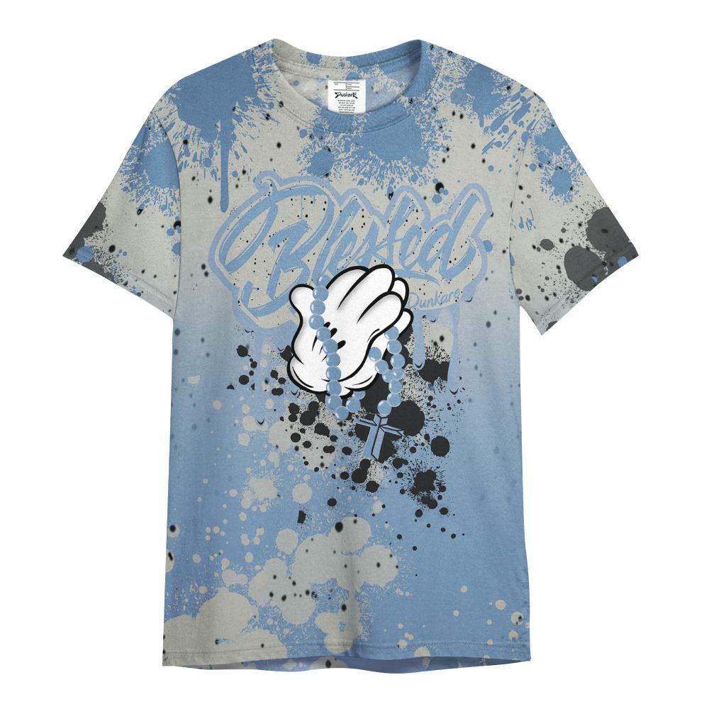 Shirt To Match University Blue 4s - God Blessed Ink Drip All Over Print