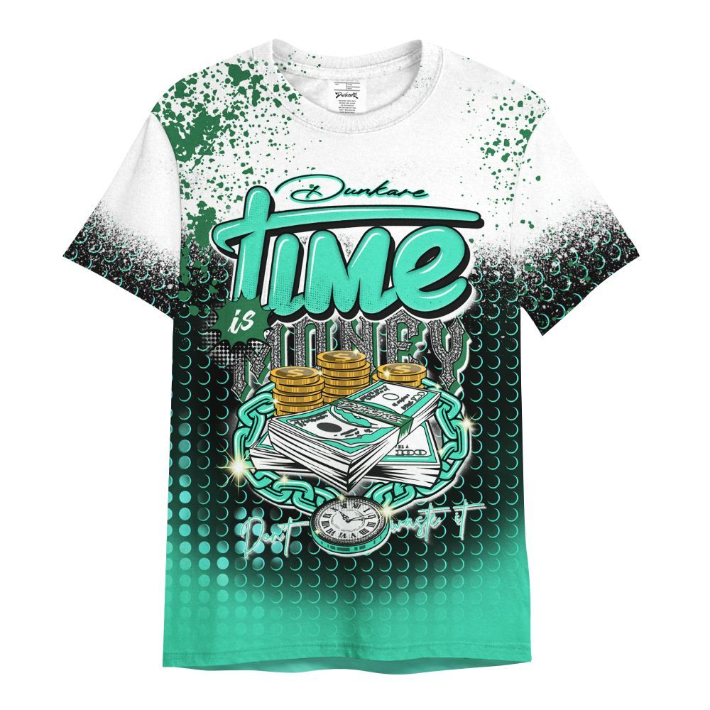 Shirt To Match Black Green Glow 3s - Halftone Time Is Money All Over Print