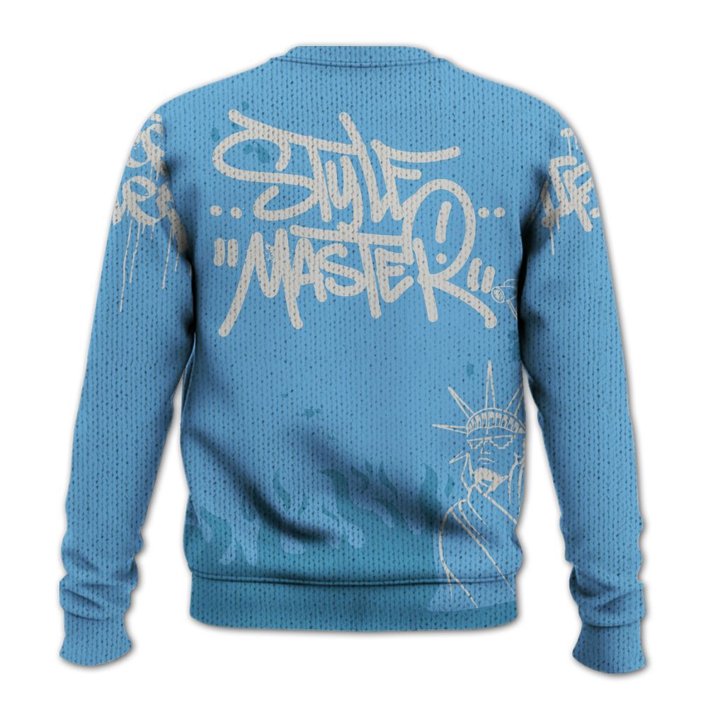 Knitted Sweater To Match SB Dunk Low University Blue - Graphic Fck Around Find Out