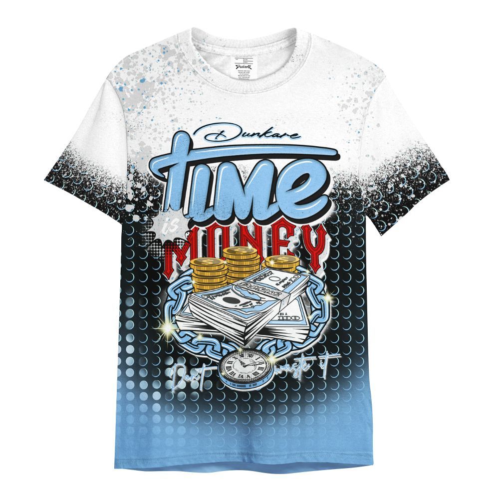 Shirt To Match University Blue 5s - Halftone Time Is Money All Over Print