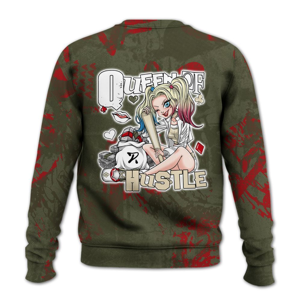 Sweatshirt To Match Travis Scott Low OG Medium Olive 1s - Hustles Quiinn Heart Grunge All Over Print