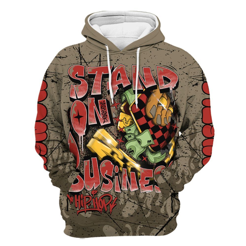 Hoodie To Match Olive 9s - Stand Business Graffiti All Over Print