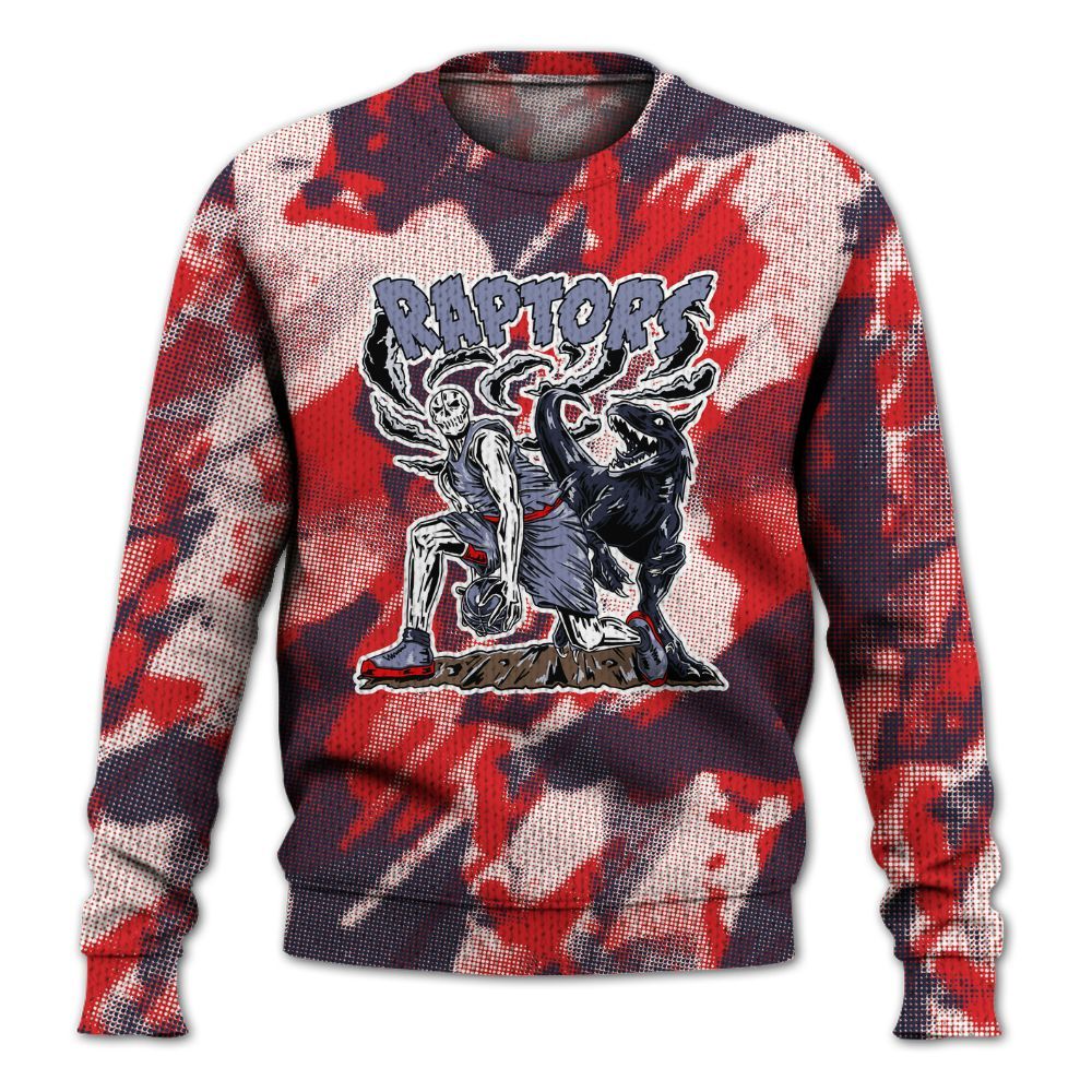 Knitted Sweater To Match Low OG Howard Bison 1s - Raptors Skeleton Abstract Halftone