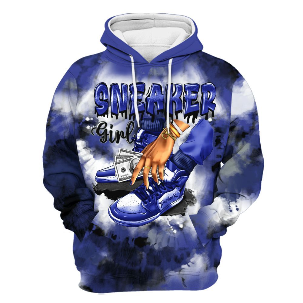 Hoodie To Match Shox TL Royal - SNEAKER Girl Money Drip Tie Dye All Over Print