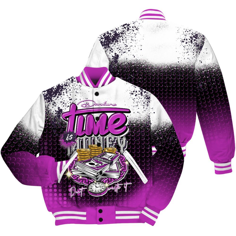 Varsity Jacket To Match Ja 2 Staregazer Shirt, Halftone Time Is Money All Over Print
