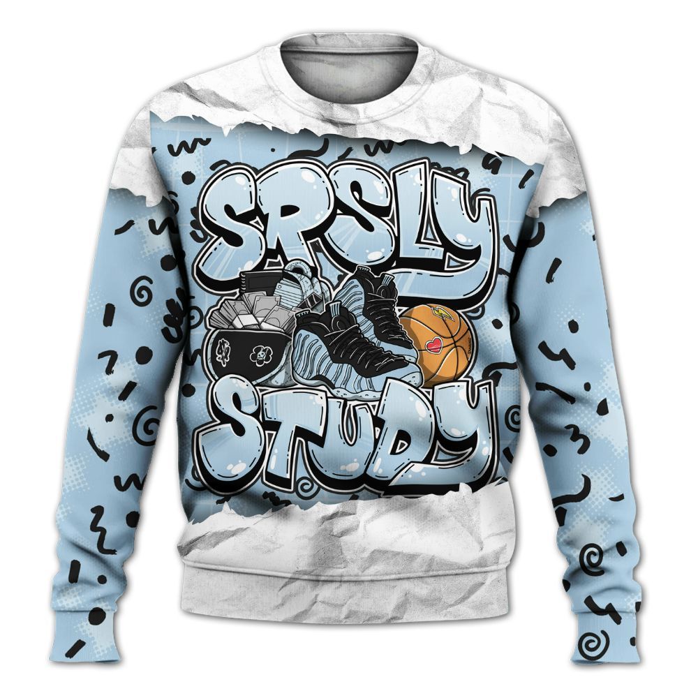 Sweatshirt To Match Foamposite One Psychic Blue - SRSLY Study Doodle All Over Print