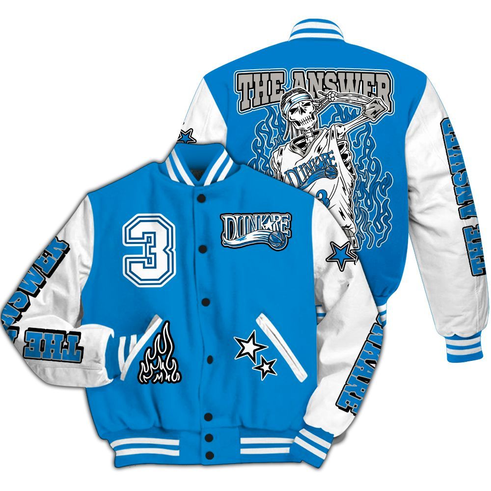 Varsity Jacket To Match Military Blue 4s - Allen Answer Skeleton All Over Print
