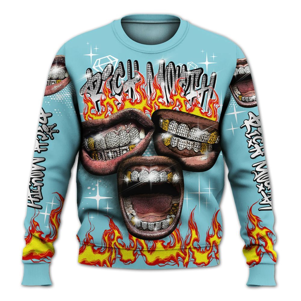 Sweatshirt To Match Low Legend Blue 11s - Rich Mouth Fire Rap Retro 90s All Over Print