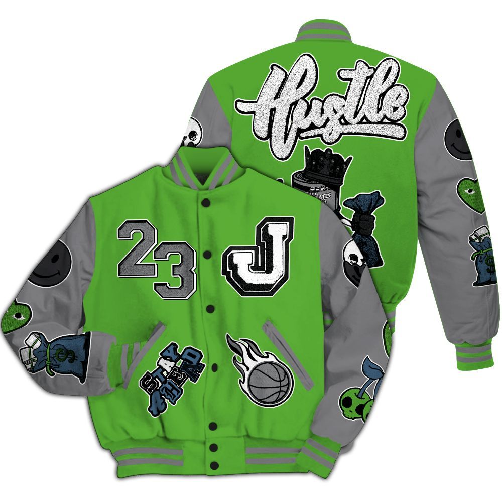 Varsity Jacket To Match Retro Green Bean 5s - Hustles Money Number 23 All Over Print