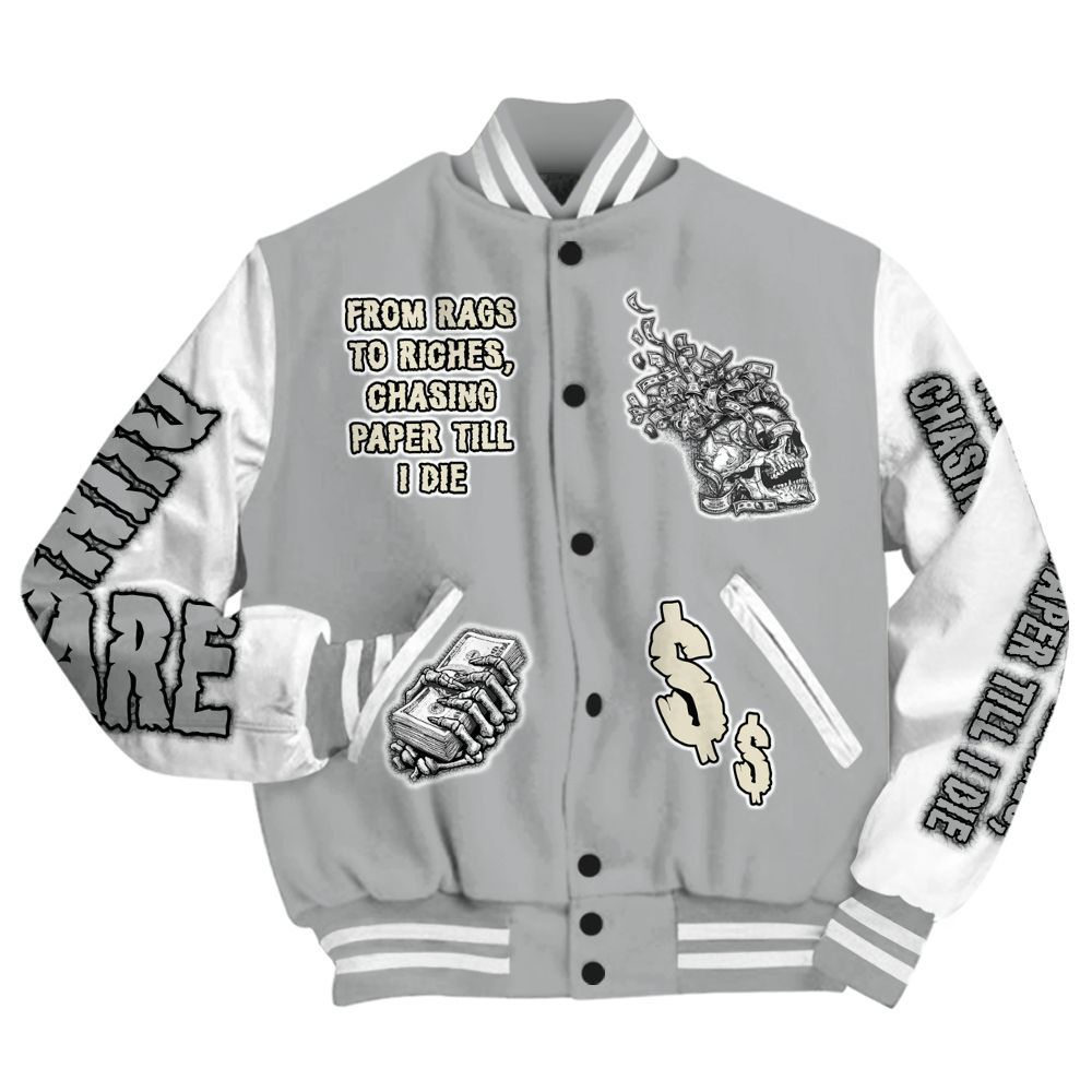 Varsity Jacket To Match Cement Grey 3s - From Rags To Riches All Over Print