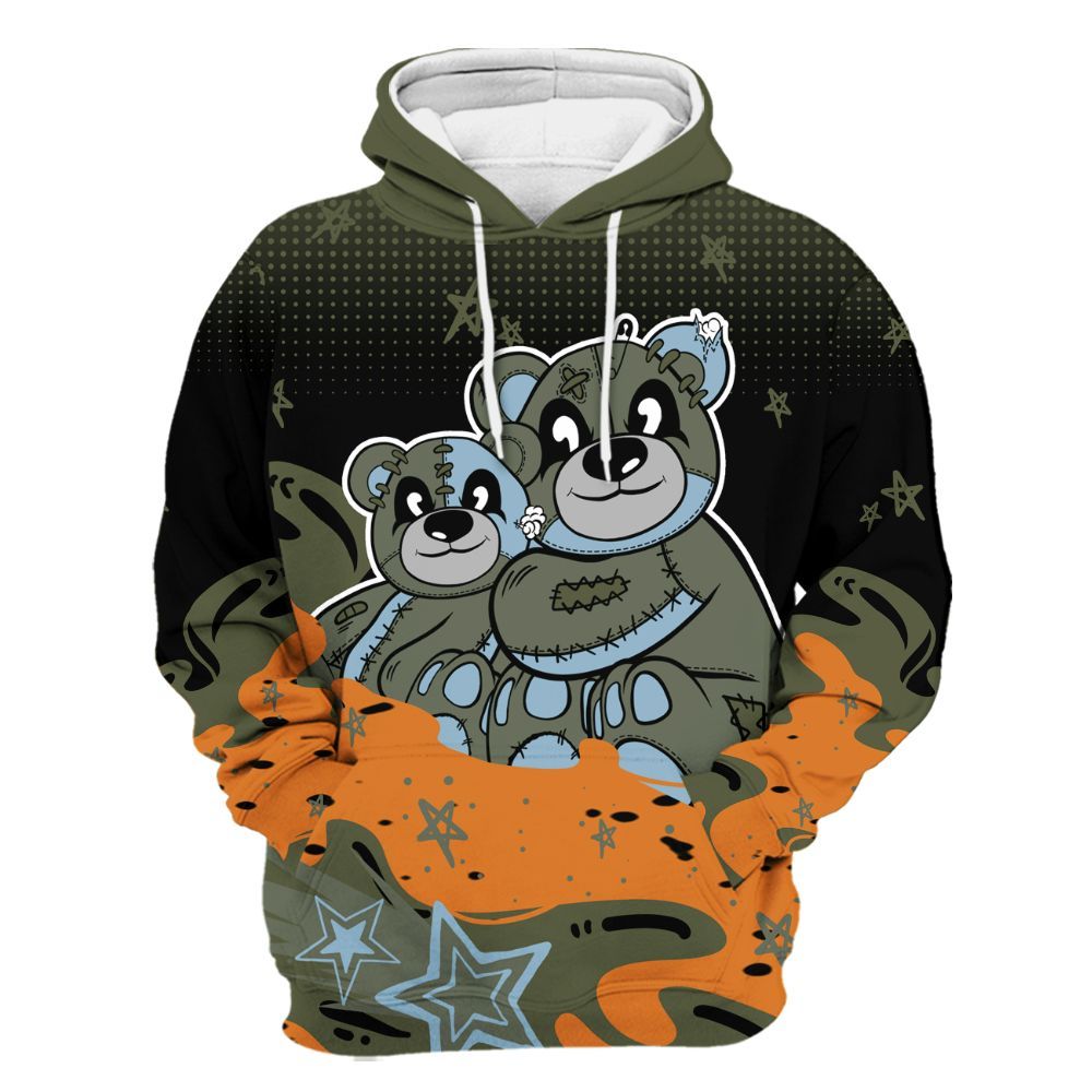 Hoodie To Match Olive 5s - Sincere Fondness Bear Stars All Over Print