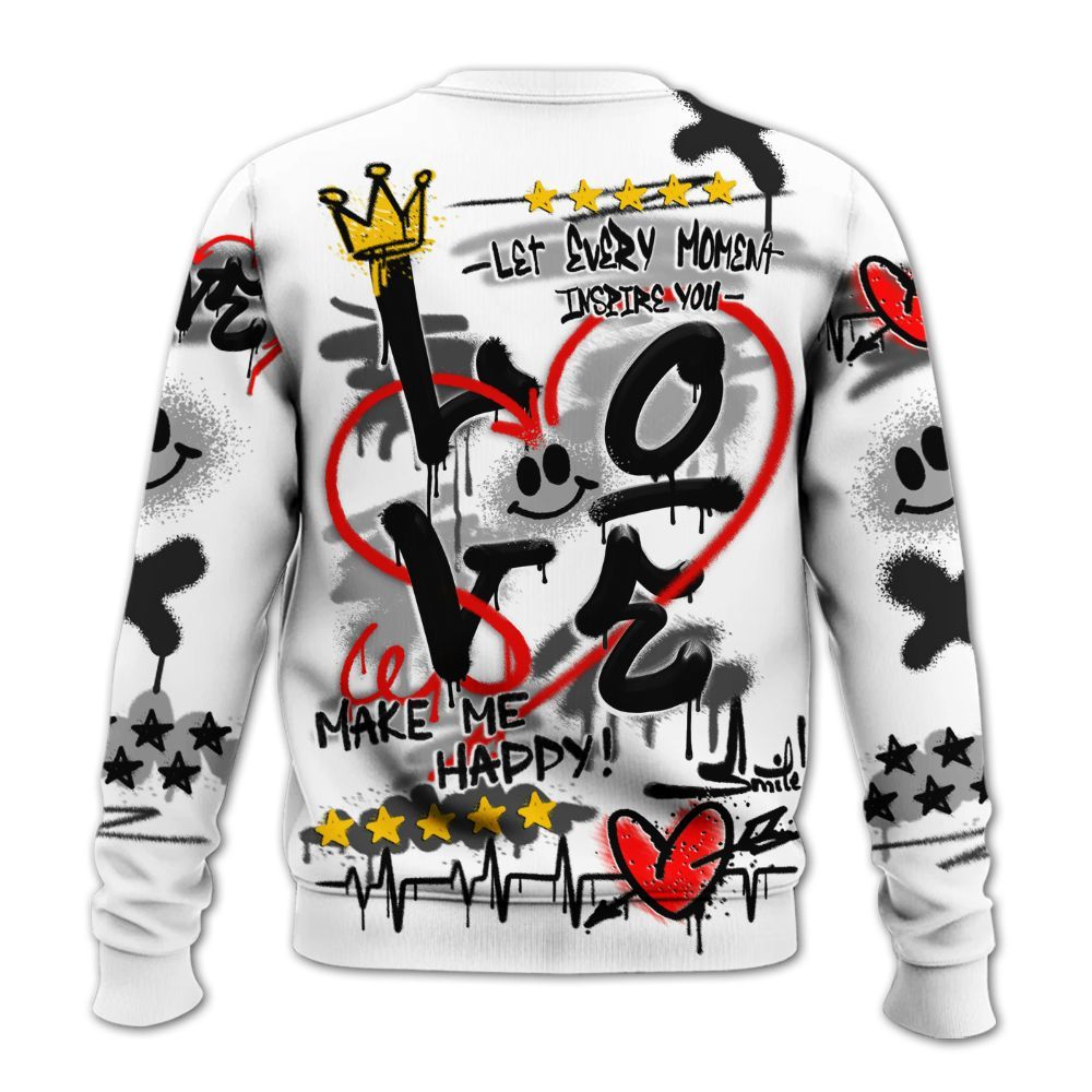 Sweatshirt To Match Low 85 Metallic Black 1s - Happy Love Beats Graffiti Streetwear All Over Print