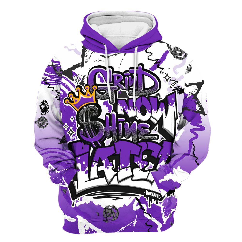 Hoodie To Match Retro Dark Iris 3s - Grind Shine Later Drip All Over Print