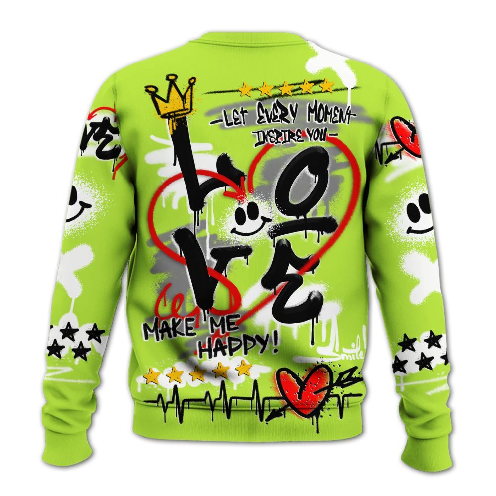 Sweatshirt To Match Air Force 1 Low Dance Volt - Happy Love Beats Graffiti Streetwear All Over Print