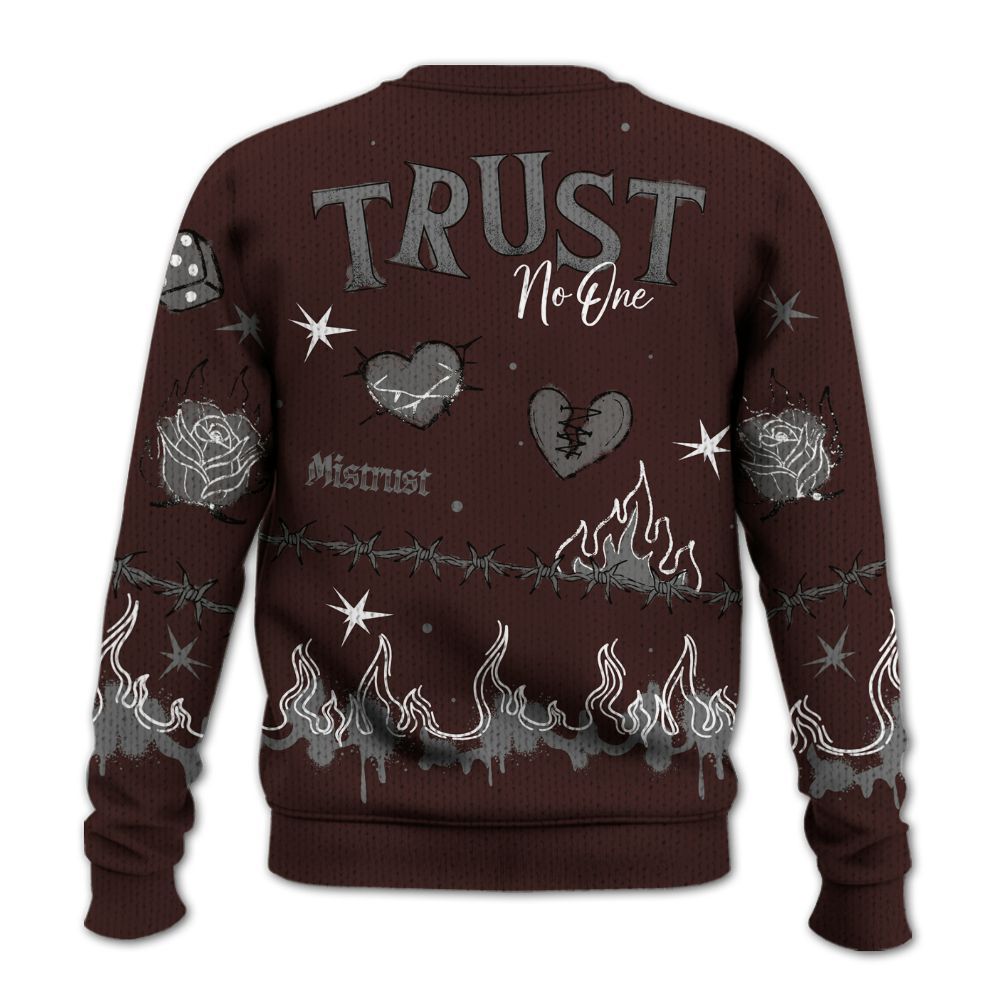 Knitted Sweater To Match Burgundy 5s - Trust No One Snake-Bite Doodle Crayon