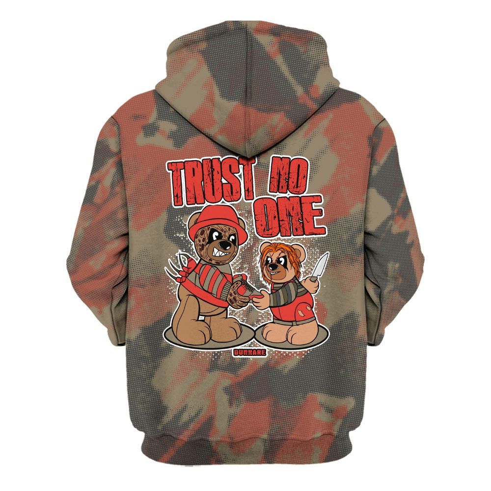 Hoodie To Match Olive 9s - Trust No One Bear Abstract Halftone All Over Print