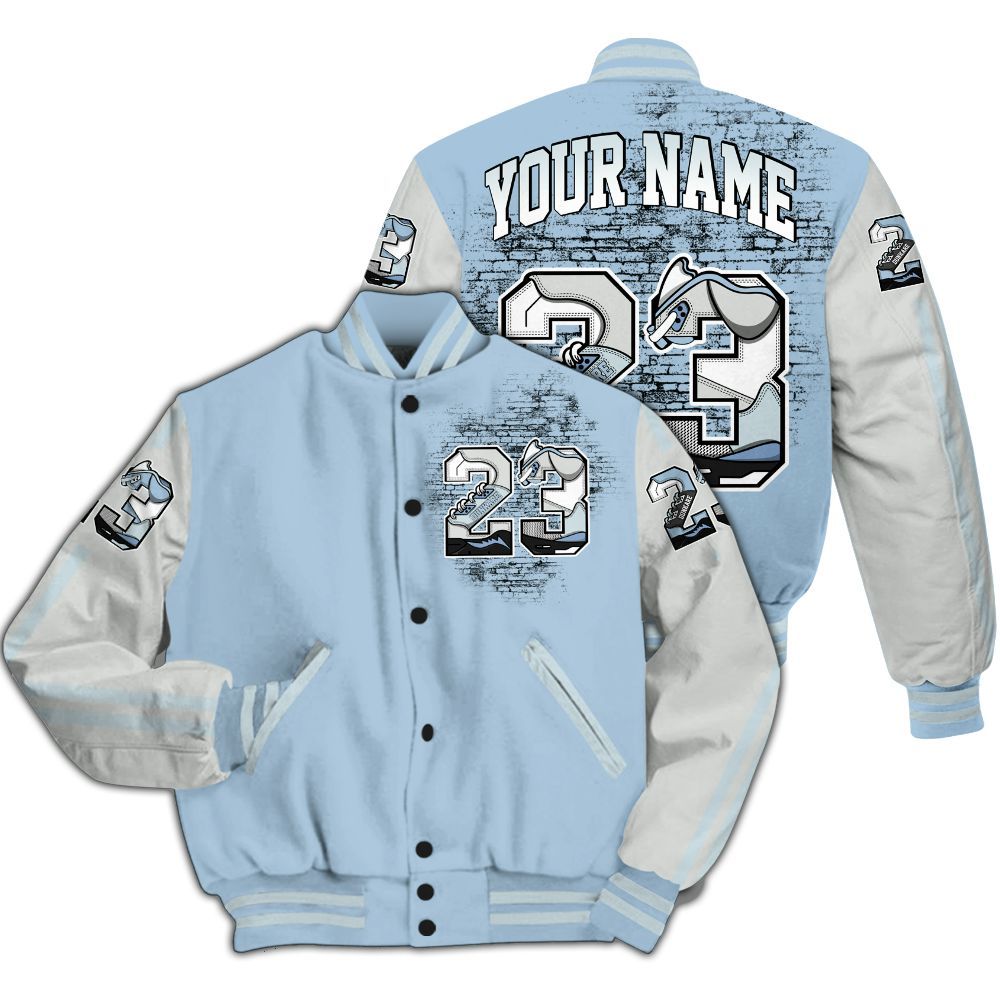 Varsity Jacket To Match Forget Me Not 4s Shirt, Custom Name Number 23 5s All Over Print