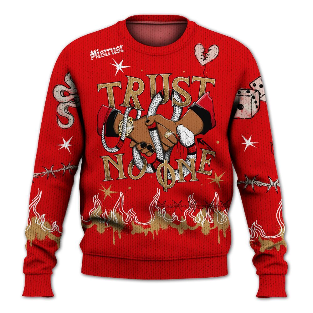 Knitted Sweater To Match Kobe 5 Red Year Of The Mamba - Trust No One Snake-Bite Doodle Crayon