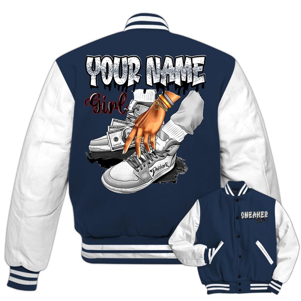 Varsity Jacket To Match Retro Olympic 6s - Custom Name Sneaker Girl Money Varsity Jacket Outfit 1505 NCT