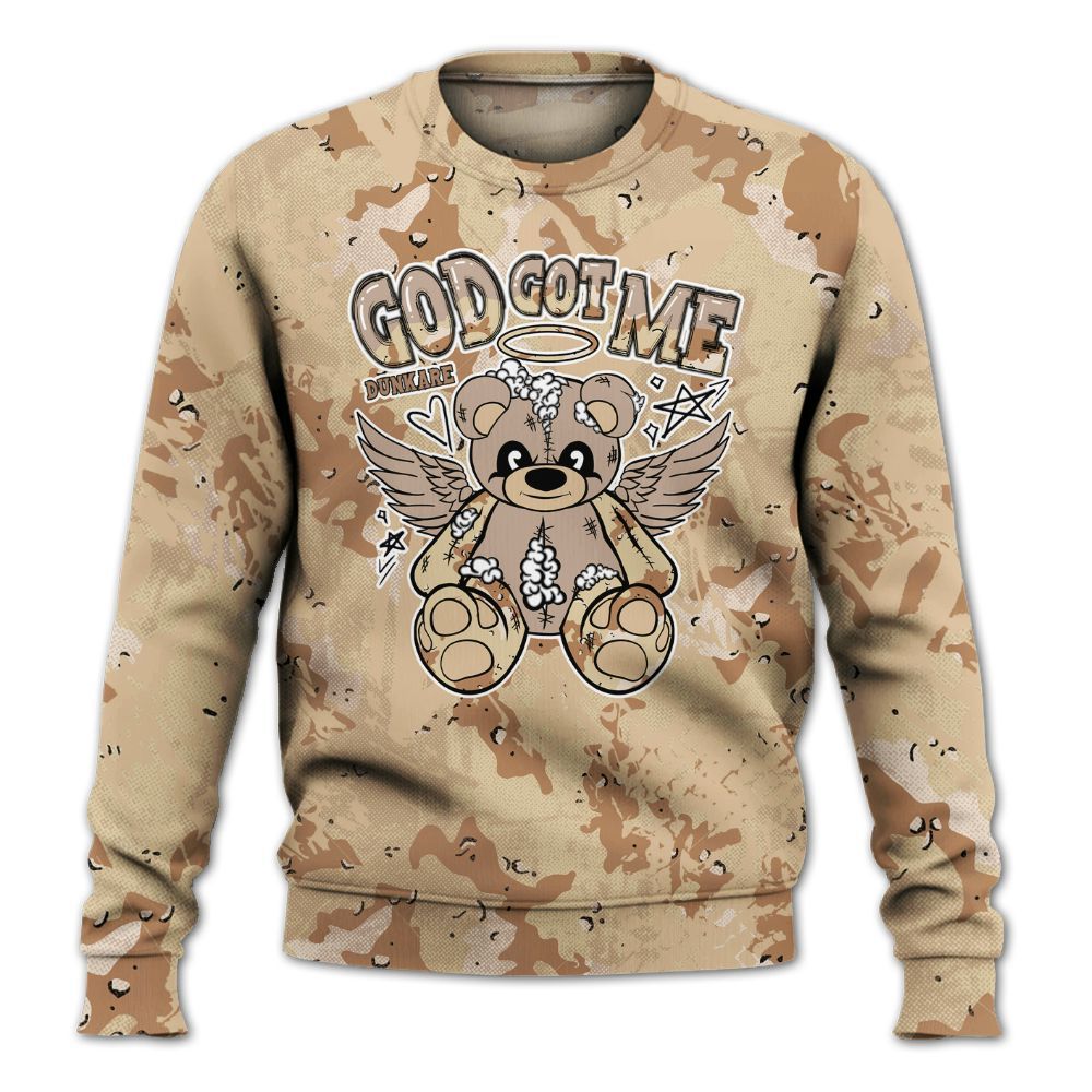 Sweatshirt To Match Desert Camo 3s - Gods Guides Me Bear Heart Grunge All Over Print