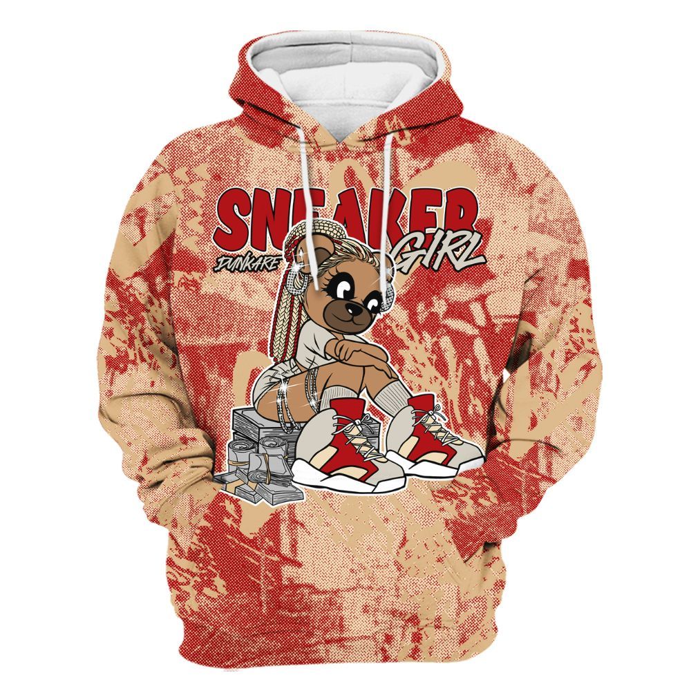 Hoodie To Match Dunk Low Strawberry Waffle - Sneaker Girl Bear Heart Grunge All Over Print