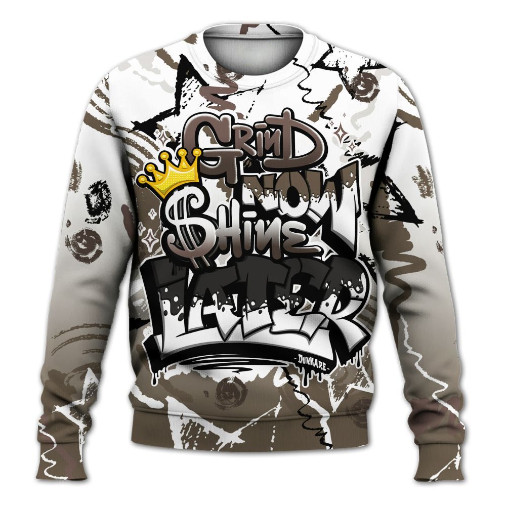 Sweatshirt To Match AMM Dark Mocha 4s - Grind Shine Later Drip All Over Print