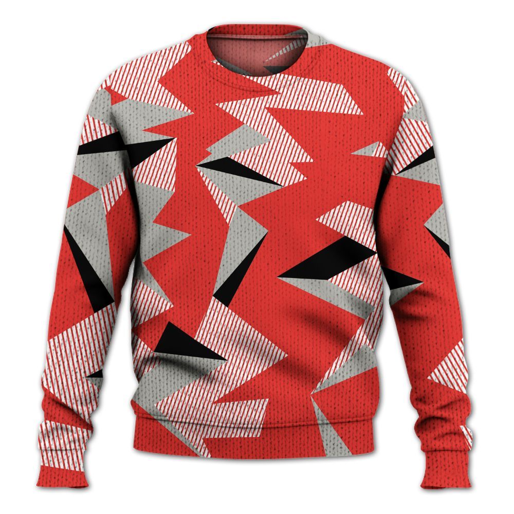Knitted Sweater To Match Vomero 5 Bright Crimson - Geometric Camouflage Pattern