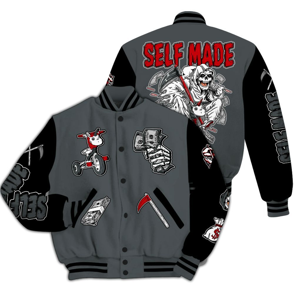 Varsity Jacket To Match Black RM Nigel Sylvester 4s - Self Make Skeleton All Over Print