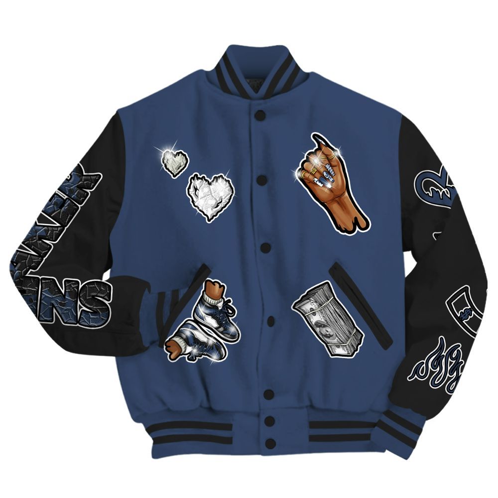 Varsity Jacket To Match Diffused Blue 3s - Sneakerz Girlz All Over Print