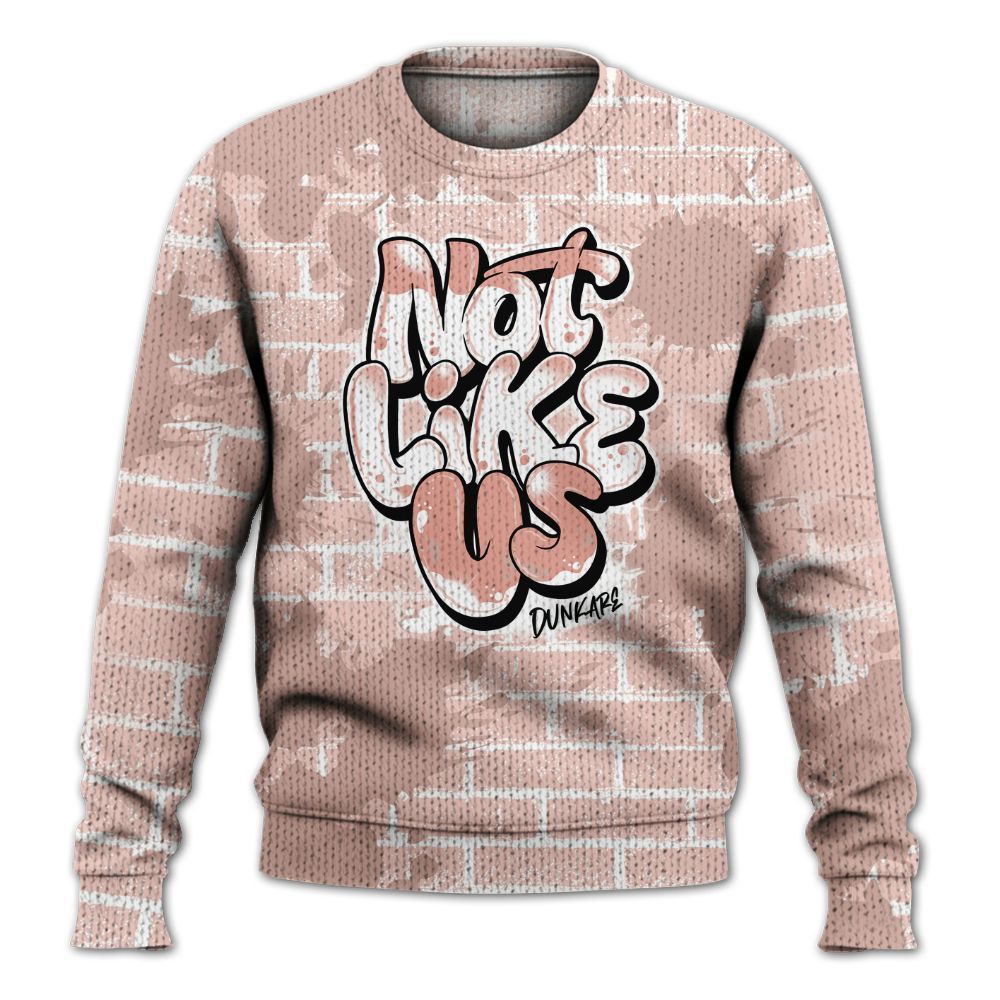 Knitted Sweater To Match Low Legend Pink 11s - None Like Us Graphic Brick Art