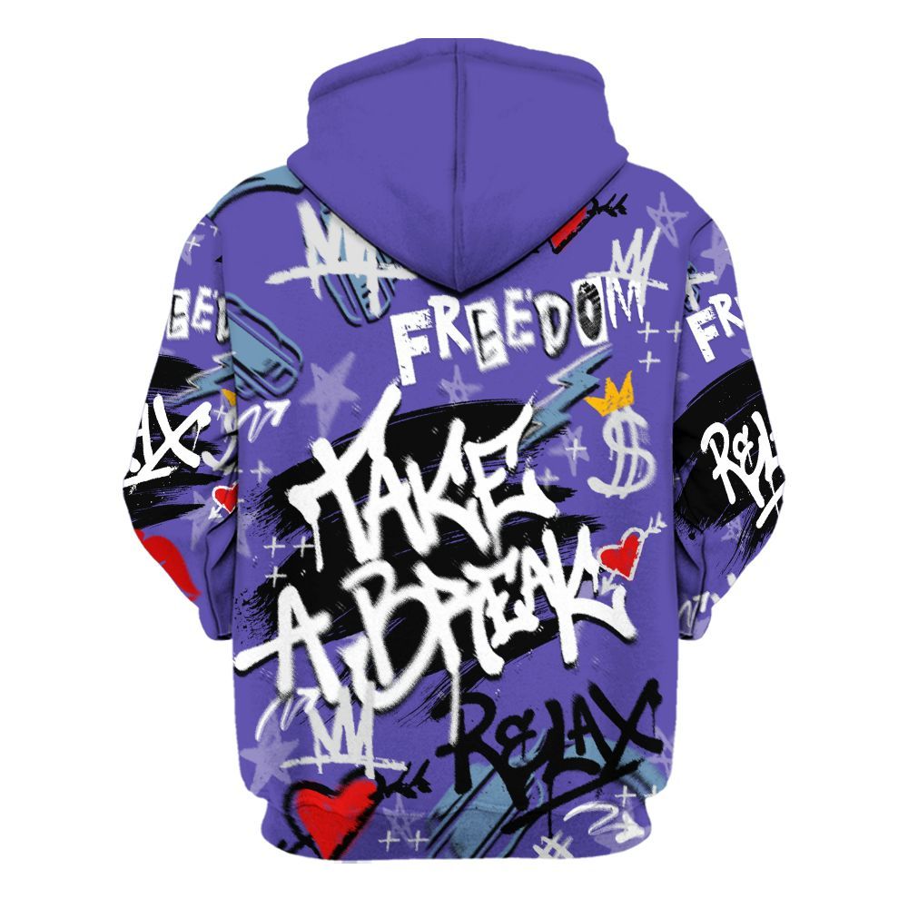 Hoodie To Match Retro Concord 5s - Take Break Freedom Graffiti Streetwear All Over Print