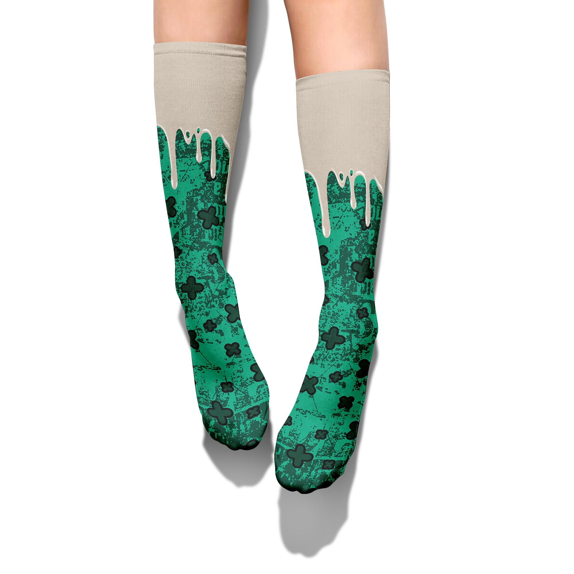 Sock To Match Oxidized Green 4s - Dripping Signs Graphic Unisex