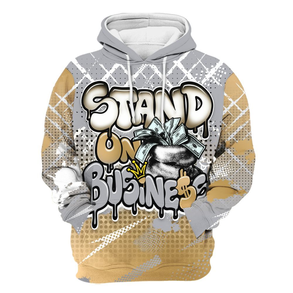 Hoodie To Match Retro High OG Cool Grey 1s - Halftone Stand Business Dripping All Over Print