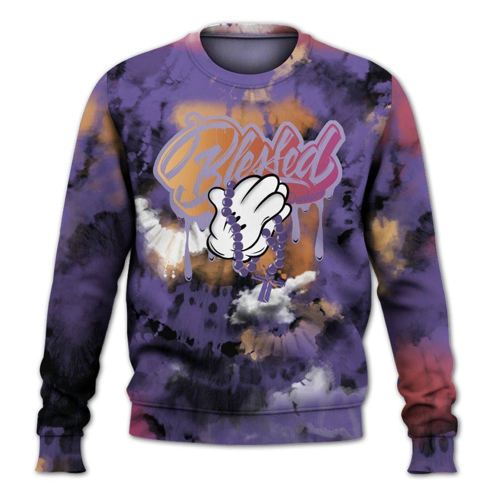 Sweatshirt To Match Book Sunset 1s - God Blessed Tie Dye All Over Print
